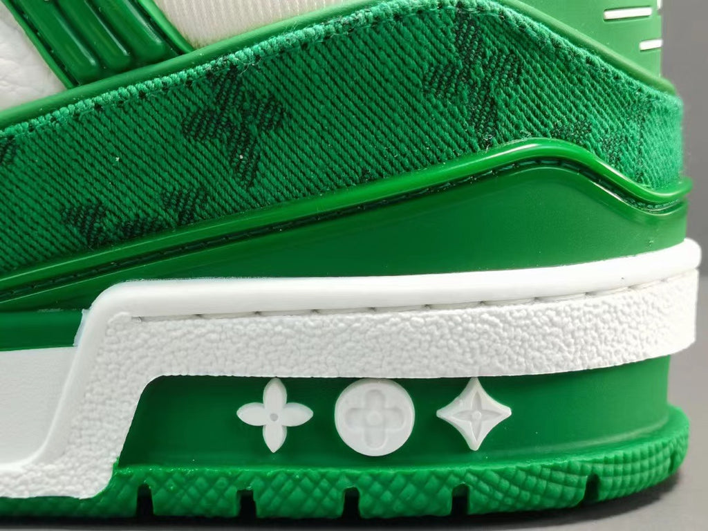 Louis Vuitton Trainer Green Monogram Denim White – Tenisshop.la