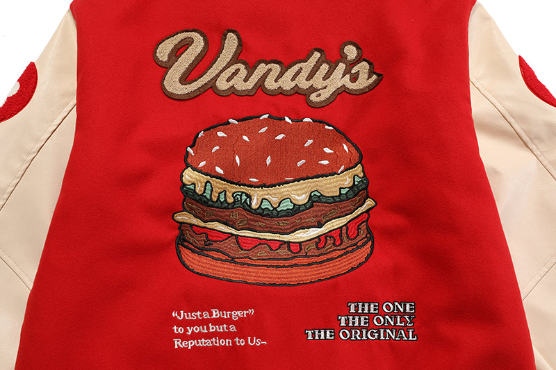 Vandy The Pink Varsity Jacket Hamburger Wool Red Size XL L71cm W71cm