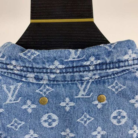 Louis Vuitton Monogram Jacquard Denim Jacket Supreme Collaboration Size 48 Blue HDA91WALL Cotton100%