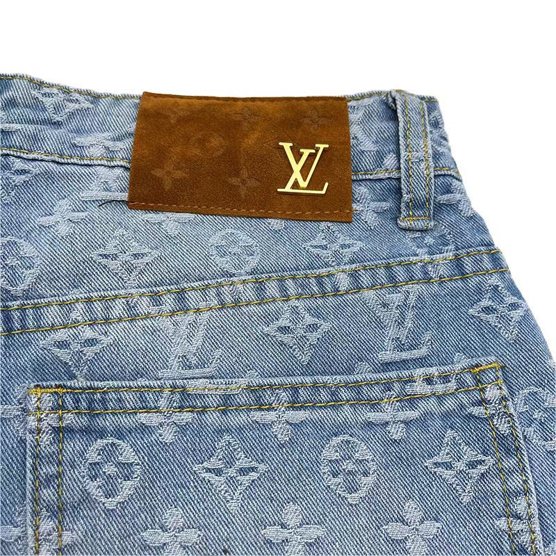 Louis Vuitton Monogram Printed Denim Pants Indigo. Size 30