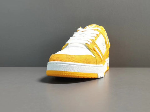 SALEOFF Louis Vuitton Trainer Yellow Monogram Denim White Sneaker