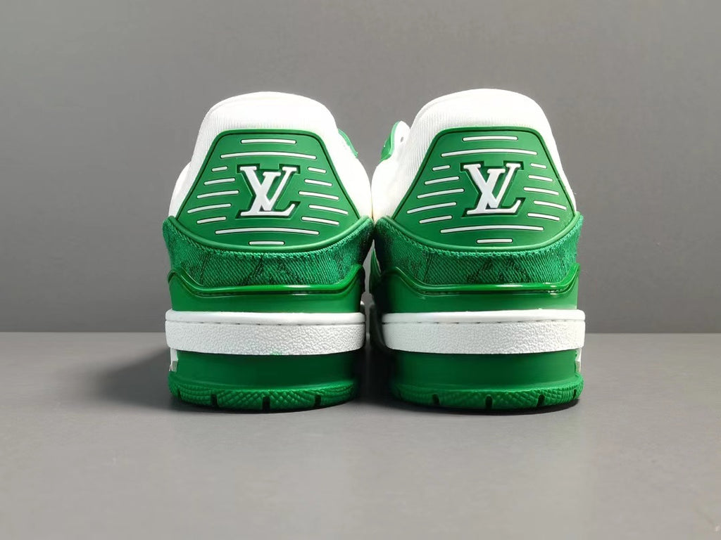 Giày Louis Vuitton Trainer Green Monogram Denim White H&S