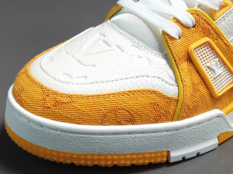 SALEOFF Louis Vuitton Trainer Yellow Monogram Denim White Sneaker - USALast