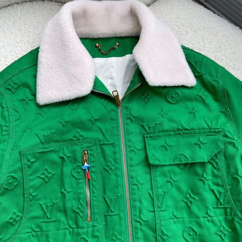 Louis Vuitton green Cotton-Rich Monogram Workwear Jacket