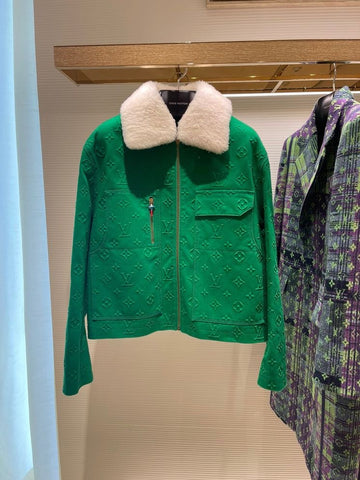 Louis Vuitton green Cotton-Rich Monogram Workwear Jacket