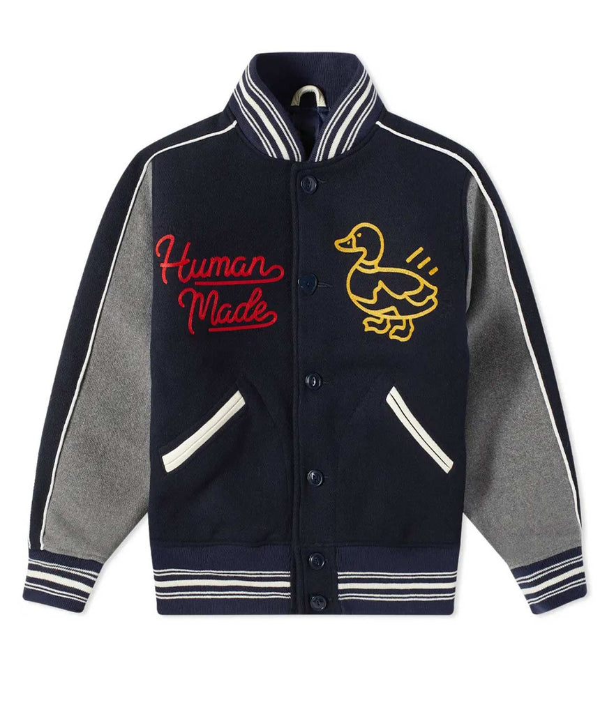 Human Made Duck Navy Blue and Gray Varsity Jacket – Tenisshop.la