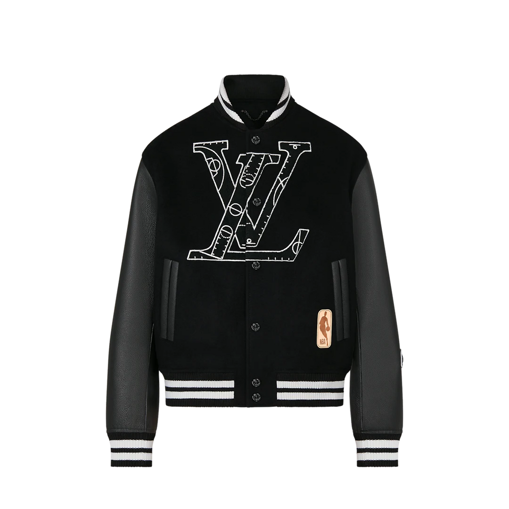 LV Varsity Leather Jacket 1A98D5  Printed denim shirt, Nba t shirts,  Jackets