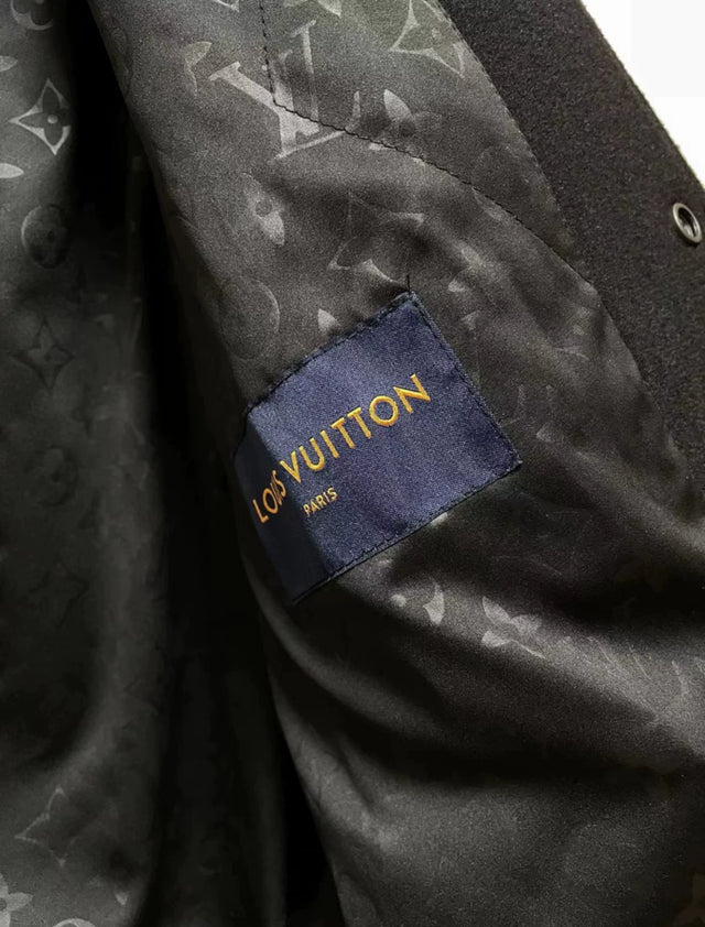 Louis Vuitton Monogram Embossed Leather and Wool Blouson Black